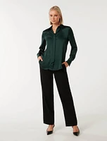 Thea Neck-Tie Satin Shirt