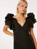 Rylie Ruffle-Sleeve Dress Black - 0 to 12 Women's Event Dresses