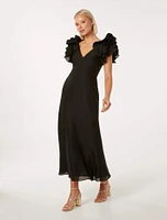 Rylie Ruffle-Sleeve Dress