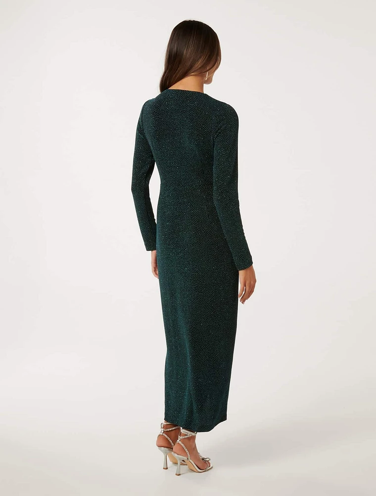 Joslin Petite Wrap Midi Dress Green - 0 to 12 Women's Event Dresses
