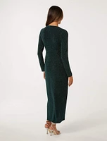 Joslin Petite Wrap Midi Dress Green - 0 to 12 Women's Event Dresses