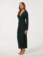 Joslin Petite Wrap Midi Dress Green - 0 to 12 Women's Event Dresses