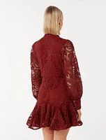 Iris Lace Mini Dress Red - 0 to 12 Women's Dresses