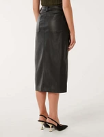 Tiana Vegan Leather Midi Skirt