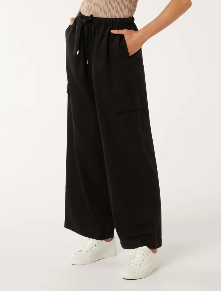 Elsie Elasticized-Waist Cargo Pants