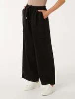 Elsie Elasticized-Waist Cargo Pants