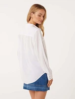 Abigail Long-Sleeve Denim Blouse