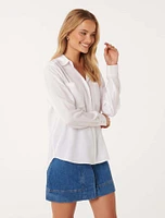 Abigail Long-Sleeve Denim Blouse