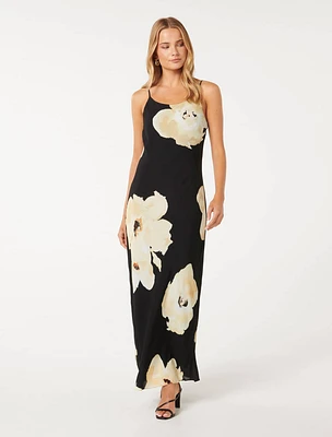 Valentina Strappy Slip Dress Black Statement Floral Print - 0 to 12 Women's Dresses