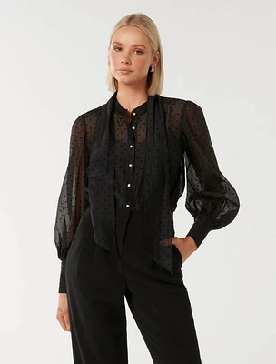 Vienna Organza Blouse Black - 0 to 12 Women's Blouses