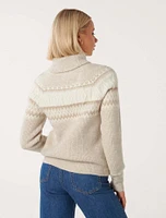 Freda Fair Isle Roll Neck Knit Jumper