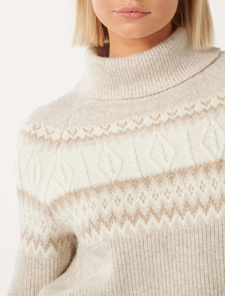 Freda Fair Isle Roll Neck Knit Jumper