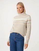 Freda Fair Isle Roll Neck Knit Jumper