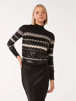 Steph Embellished Sweater Black - 0 to 12 Women's Sweaters