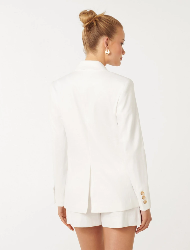 Alex Double-Breasted Blazer White - 0 to 12 Women's Blazers