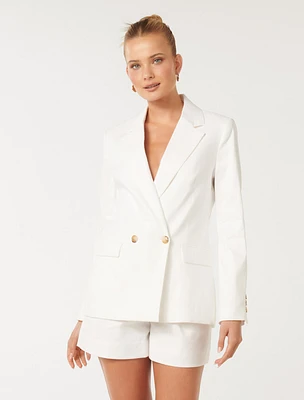 Alex Double-Breasted Blazer White - 0 to 12 Women's Blazers