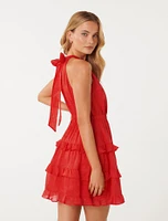 Lily-Rose Halter Neck Mini Dress Red - 0 to 12 Women's Event Dresses