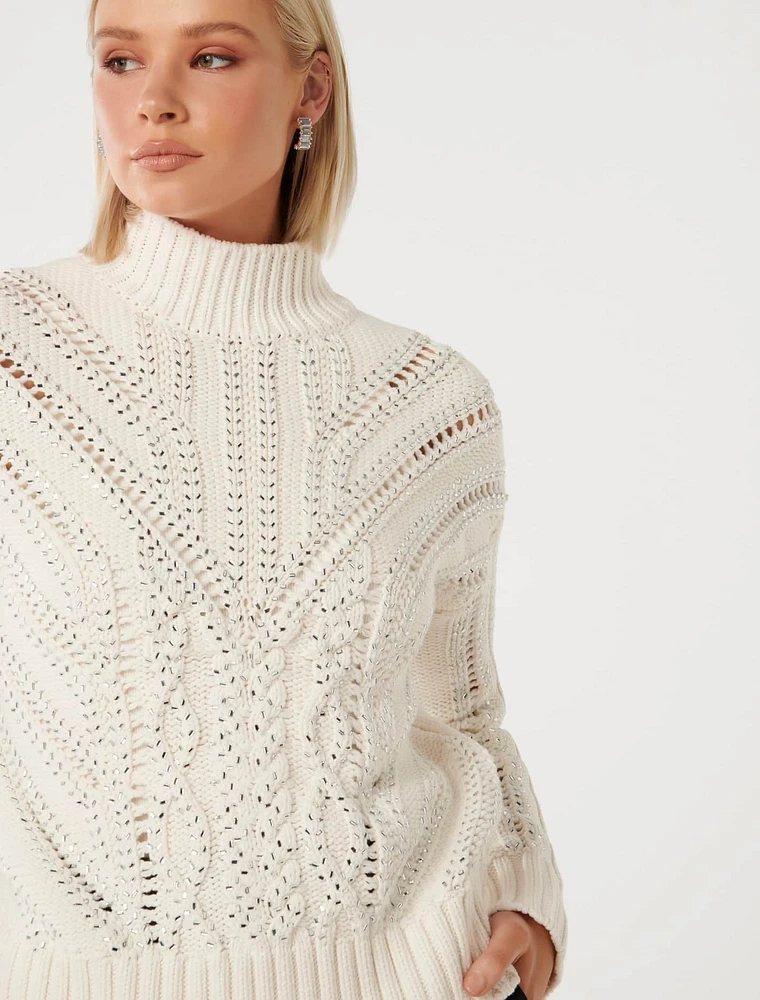 Eliza Embellished Knit Sweater