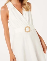 Paulina Collar Belted Midi Dress