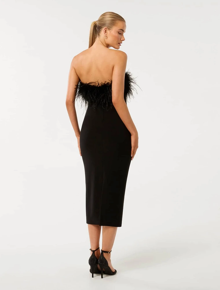 Vianna Feather Strapless Dress