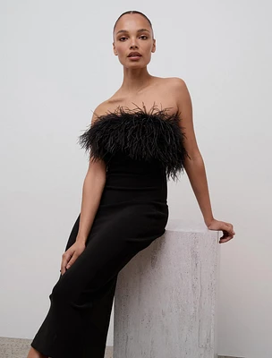 Vianna Feather Strapless Dress