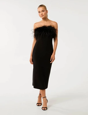 Vianna Feather Strapless Dress