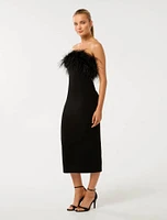 Vianna Feather Strapless Dress