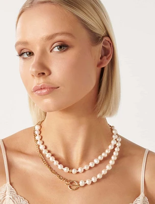 Signature Tamsin Double Glass Pearl Necklace - Women's Fashion | Ever New