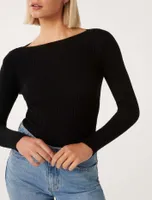 Evie Long-Sleeve Rib Knit Top