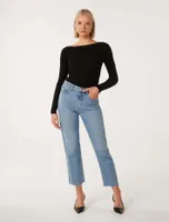 Evie Long-Sleeve Rib Knit Top
