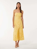 Daphne Broderie Strapless Midi Dress Yellow - 0 to 12 Women's Occasion Dresses