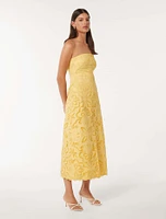 Daphne Broderie Strapless Midi Dress Yellow - 0 to 12 Women's Occasion Dresses