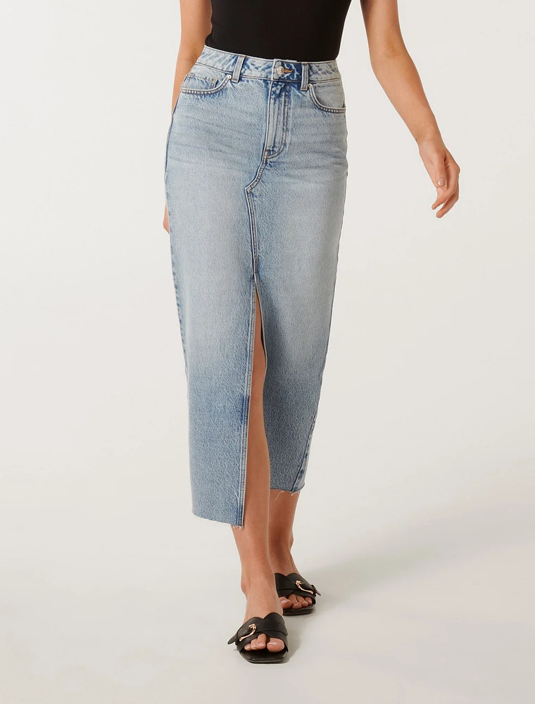 Tori Denim Skirt Mid Wash - 0 to 12 Women's Midaxi Shirts