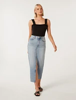 Tori Denim Skirt Mid Wash - 0 to 12 Women's Midaxi Shirts