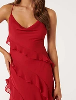 Peta Petite Ruffle Gown Red - 0 to 12 Women's Occasion Dresses