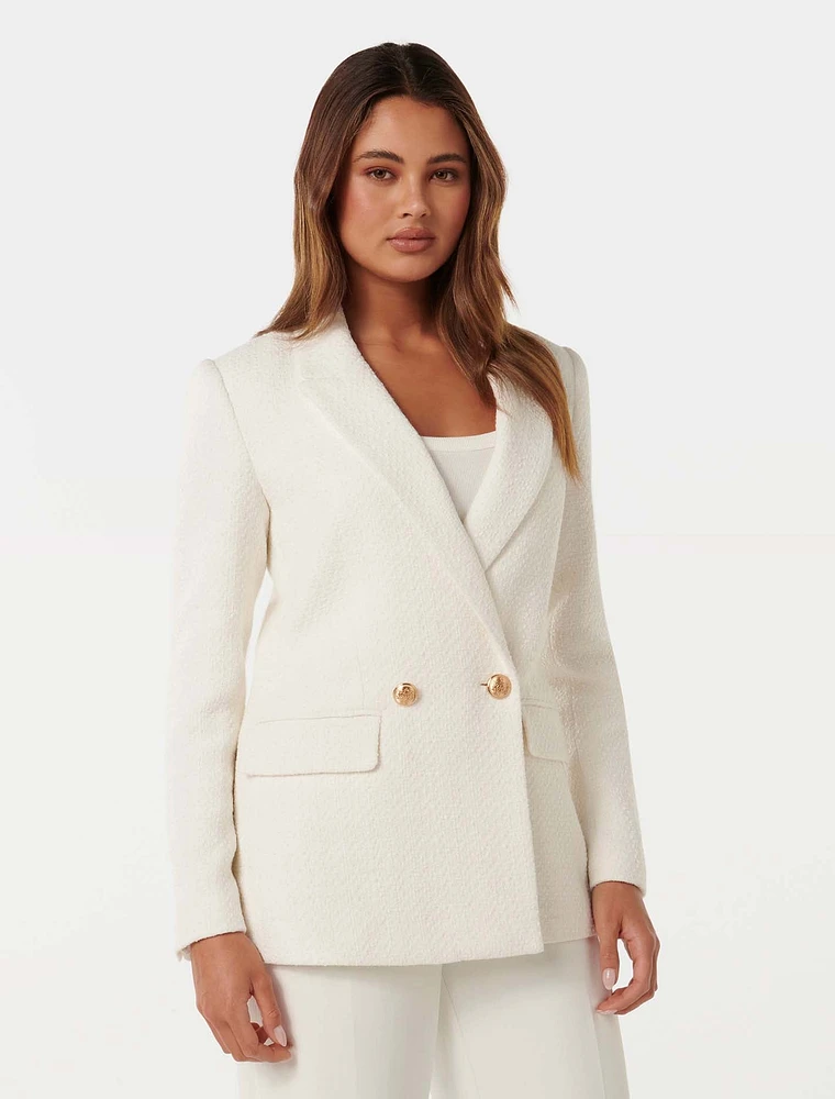 Simonna Bouclé Blazer Cream - 0 to 12 Women's Blazers