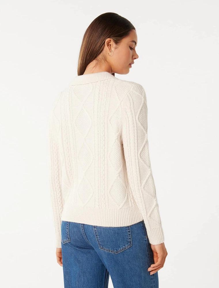 Cassie Cable Knit Cardigan White - 0 to 12 Women's Cardigans