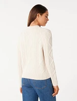 Cassie Cable Knit Cardigan White - 0 to 12 Women's Cardigans