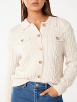 Cassie Cable Knit Cardigan White - 0 to 12 Women's Cardigans