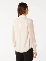 Cassidy Lace-Cuff Blouse