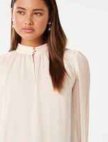 Cassidy Lace-Cuff Blouse