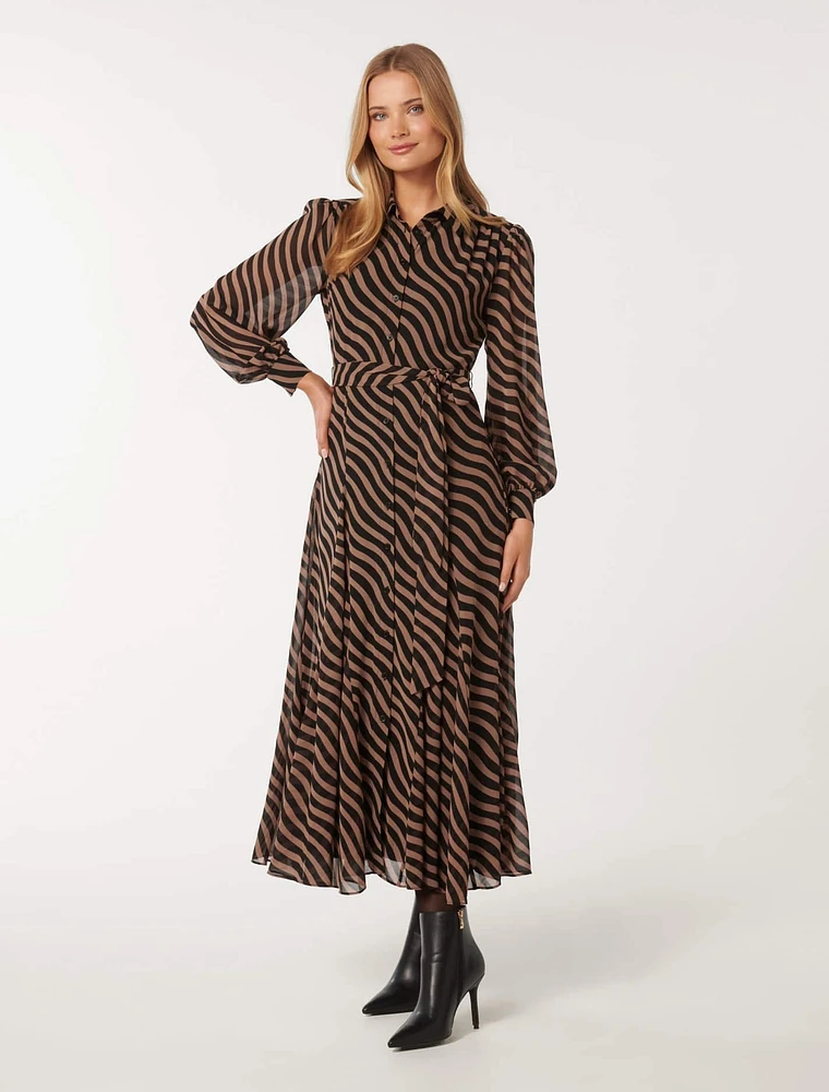 Fiona Godet Pleat Midi Dress