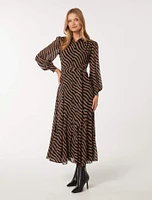 Fiona Godet Pleat Midi Dress