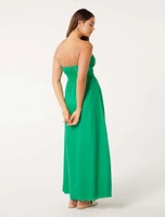 Romie Strapless Linen Dress Green - 0 to 12 Women's Maxi Dresses