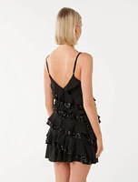 Bobby Sequin Ruffle Mini Dress