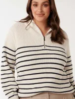 Danielle Curve Quarter-Zip Knit Sweater