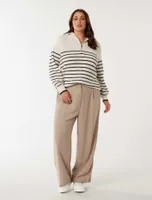 Danielle Curve Quarter-Zip Knit Sweater