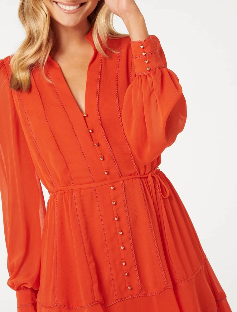 Alyssa Trim Detail Skater Dress Orange - 0 to 12 Women's Day Dresses