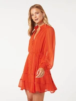 Alyssa Trim Detail Skater Dress Orange - 0 to 12 Women's Day Dresses