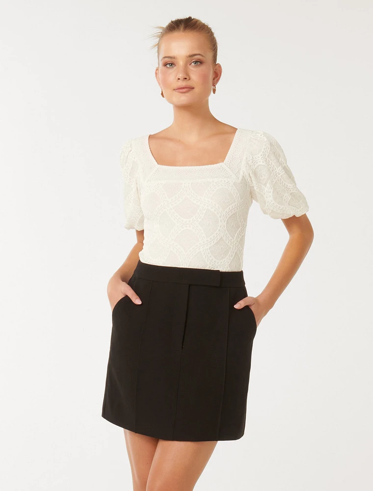 Rosemary Lace Square-Neck Top